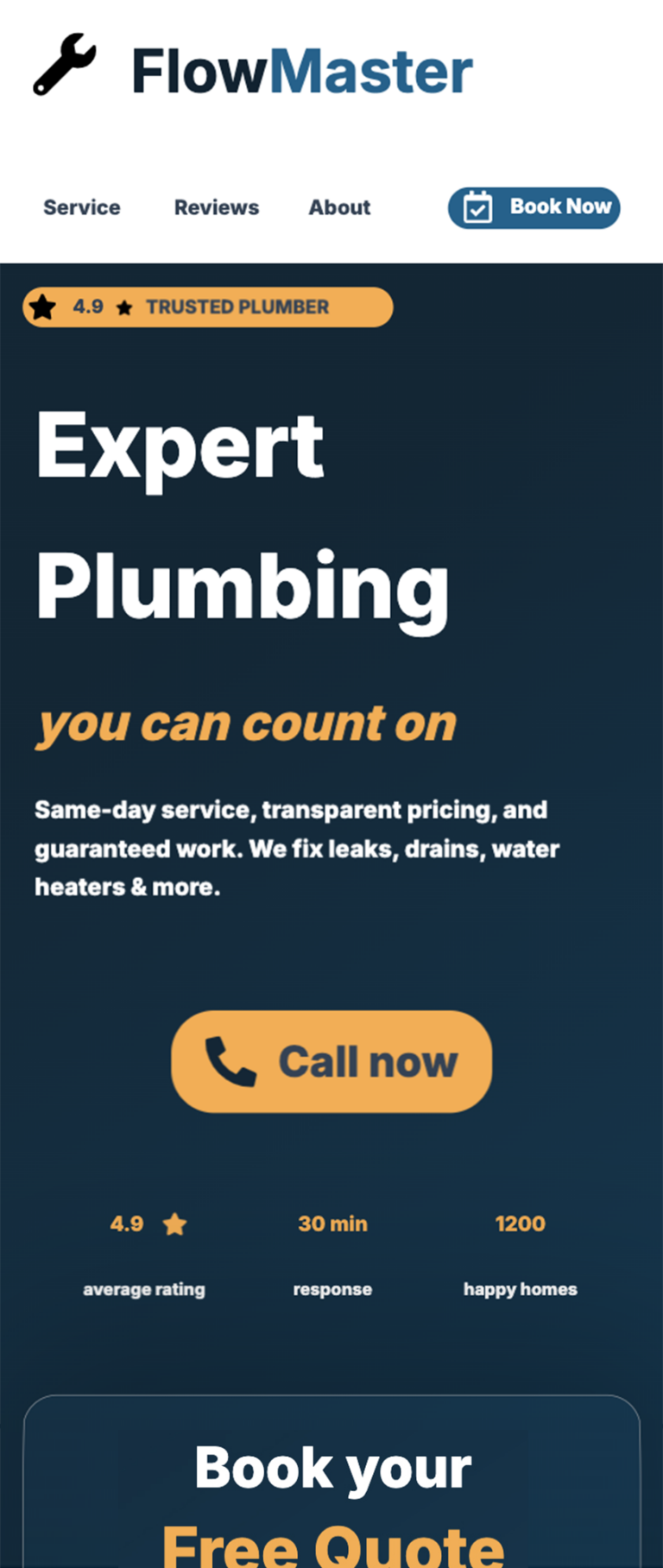 a screenshot of a website for plumbers