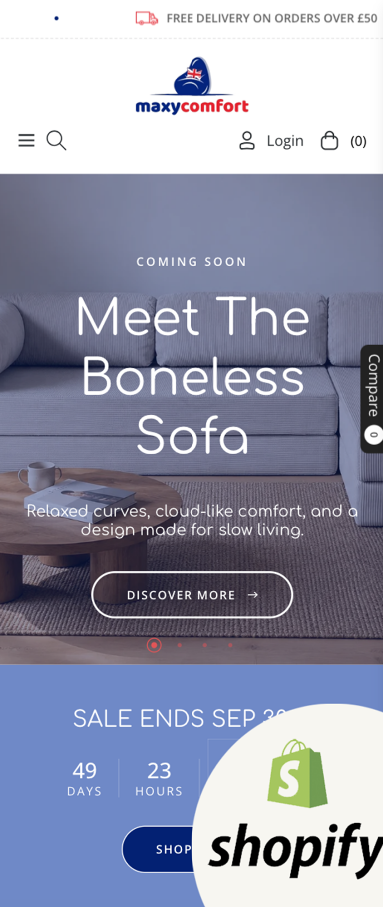 a screenshot of website maxycomfort.co.uk